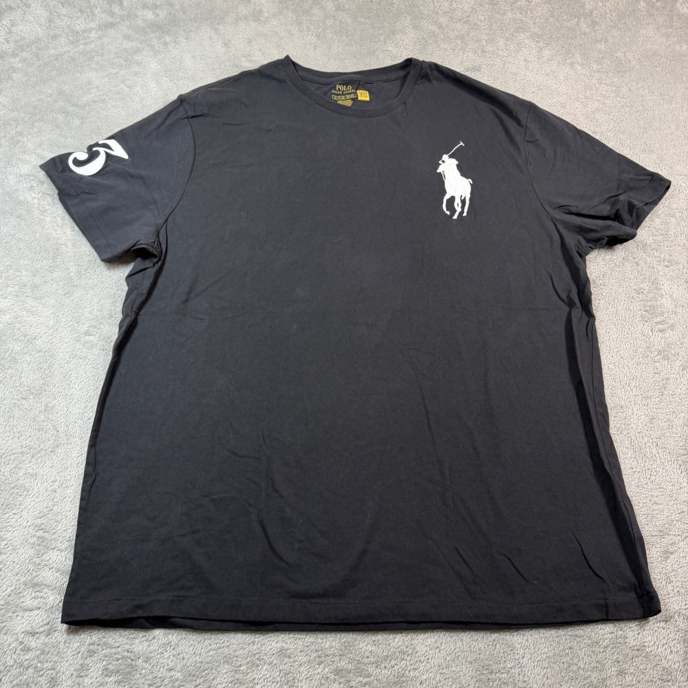 Polo Ralph Lauren T-Shirt Mens XL Black Big Pony Logo 3 Sleeve